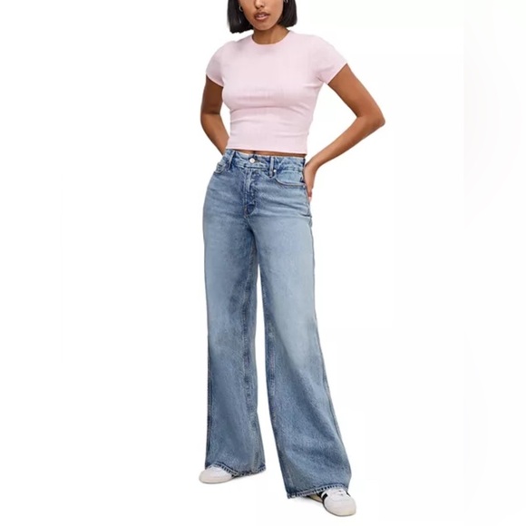 Good American Denim - Good American Skate High-Rise Wide-Leg Jeans, Size 6/28. NWT